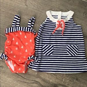 Janie and Jack Nautical Swimsuit plus Cover-up